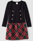 Gymboree Girls Black & Plaid Ponte Button Front Dress A Royal Christmas NWT
