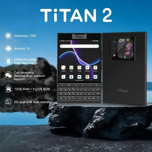 Unihertz Titan 2 QWERTY Keyboard Phone,12GB+512GB,4.5 inch + 2 inch Android 15.