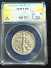 1935 S WALKING LIBERTY HALF DOLLAR ANACS AU 50 639