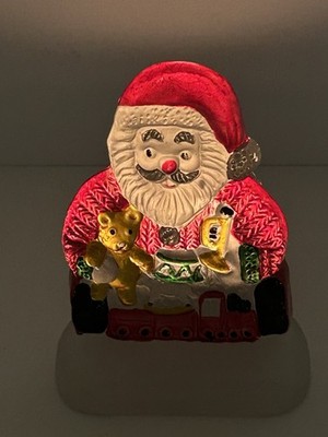 Vintage Santa Frosted Glass Tea Light Candle Holder Midwest Taiwan