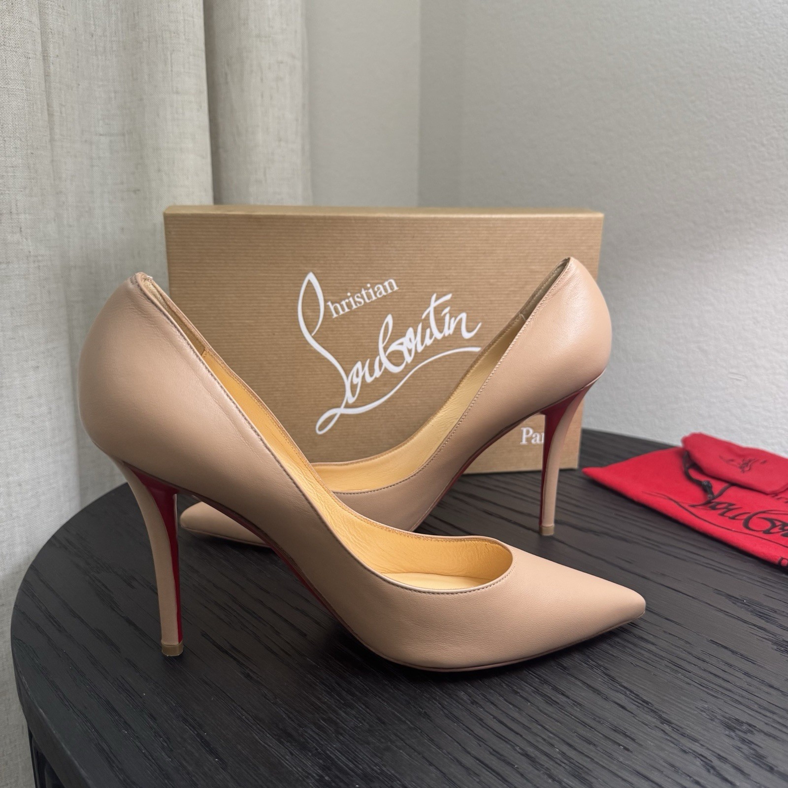 Christian Louboutin Apostrophy 100 Nude Nappa Pumps Size 39 image 5