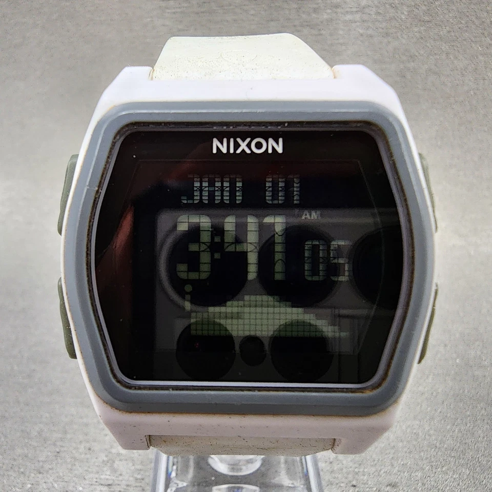 Reloj Nixon Rival Hombre 39mm Digital Tono Blanco Alarma Cronógrafo Hexágono Batería Nueva Foto 2 de 4