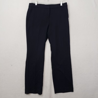 Akris Punto 100% Wool High Rise Straight Leg Dress Pants Women's 12 Navy Blue