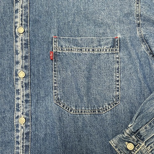 Levi’s Red Tab Blue Denim Long Sleeve Shirt Size Medium - Picture 5 of 7