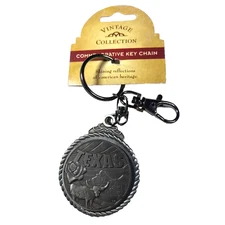 Vintage Collection Texas Keychain Pewter ? Long Horn Rose Alamo