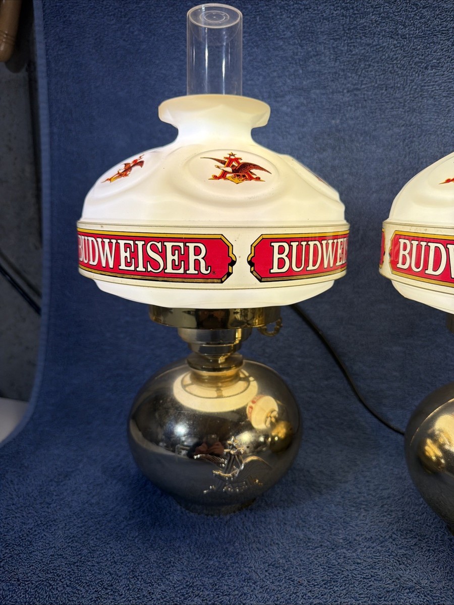 TWO VINTAGE BUDWEISER BEER LIGHT UP WALL SCONCES ANHEUSER BUSH
