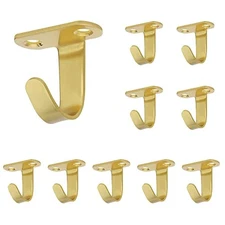  Stainless Steel Screw Mounted Ceiling Hooks, Under-Shelf Brushed Gold