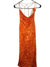 SHEIN sleeveless Leaf Print belted Maxi Dress women's medium 
