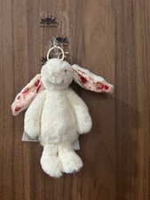 Jellycat Bashful Blossom Cream Bunny Berry Bag Charm Plush Keychain NWT 2026