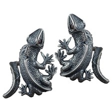  2 Pezzi Orecchini Lunghi Uomo Moda Anelli Carino Camaleonte Avvolgente Animale