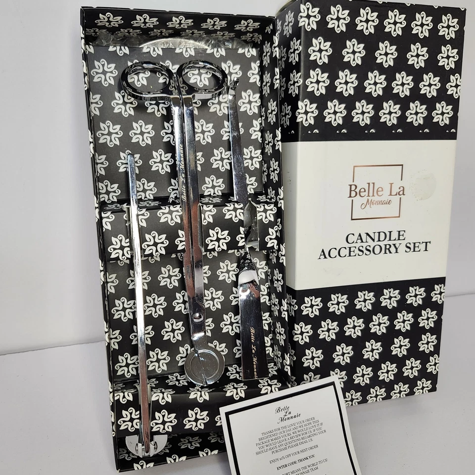 Набор аксессуаров для свечей Belle Collection серебристый триммер, нюхательный аппарат, ковш, поднос - Изображение 2 из 4