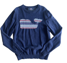 Small 8-10 Vineyard Vines Boys Sweater Whale Blue Cotton Crew Neck Pullover
