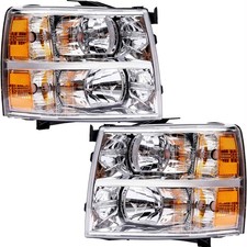 Pair For 2007-2013 Chevy Silverado 1500 2500 3500 Hd Headlights Assembly Chrome