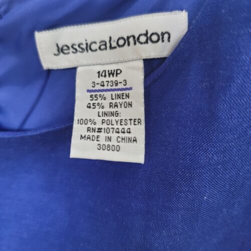 Jessica London Dress Womens Size 14WP Blue Linen Rayon Blend Midi - Picture 4 of 4