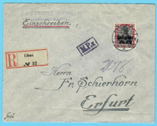 LATVIA 1918, German Occup. Ober Ost. R. Cover LIBAU TO ERFURT Censored UK 5447