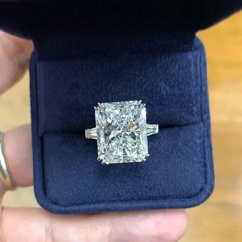 5CT Radiant Cut Lab Grown IGI Certified Diamond Engagement Ring 14k White Gold - Picture 2 of 8