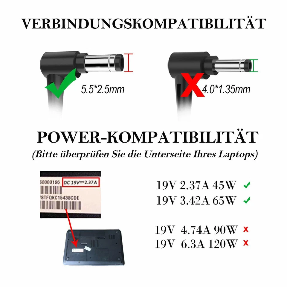 Laptop Netzteil für ASUS F551C F551CA F551 F551M F550C F550CC F555L F751S X751L - Bild 3 von 4