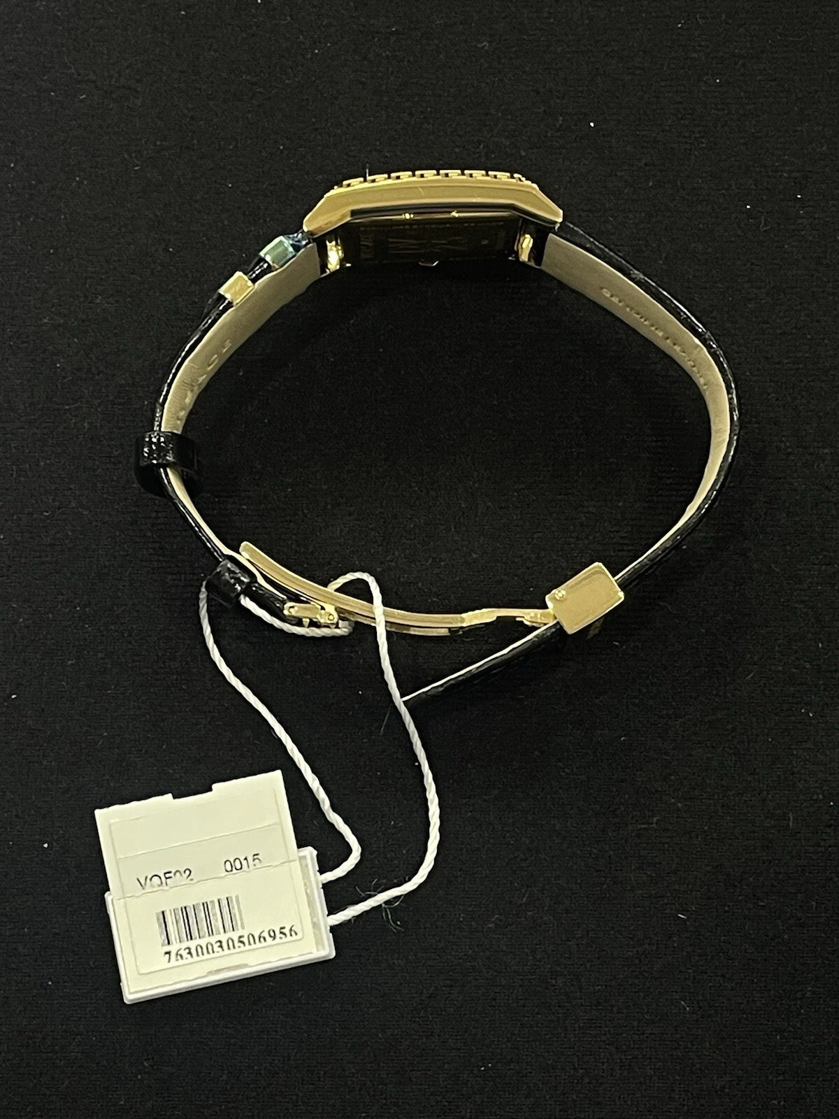 Orologio donna Versace DV25 quadrato quadrante diamantato tono oro NUOVO IN SCATOLA