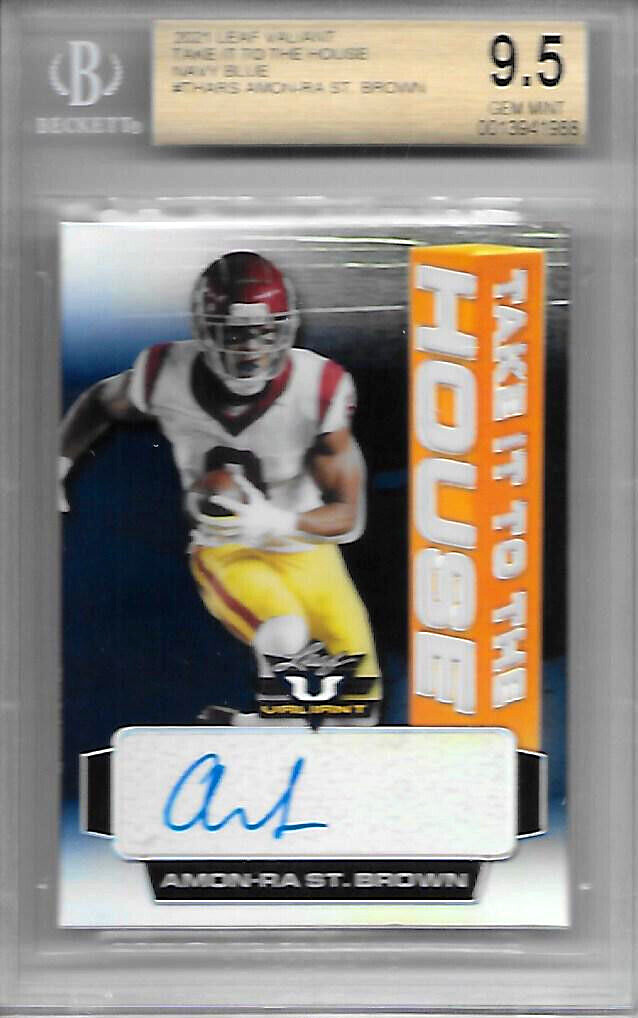 Amon-Ra St. Brown Leaf Valiant Autographs #ARS Navy Blue