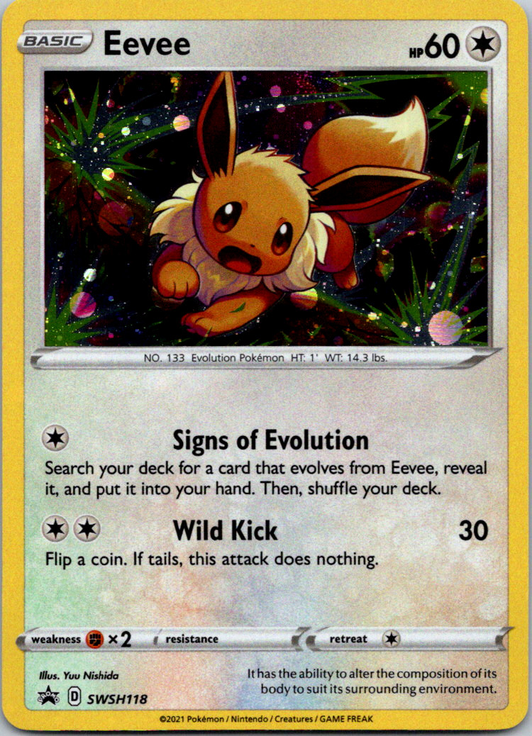 EEVEE SWSH118 Black Star PROMO Card COSMOS HOLO FOIL 2021 Pokemon TCG NM