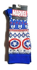 Calcetines Marvel Hombre Crew Capitán América Escudo Azul Blanco Se Ajusta a Zapato Talla 6-12