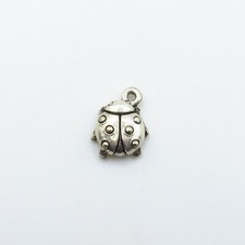 Ladybug - Lead Free Silver Color Pewter Charm 15mm x 11mm