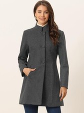 Allegra K Women's Winter Overcoat Mid-Long Stand Collar Single Breasted Coat XL