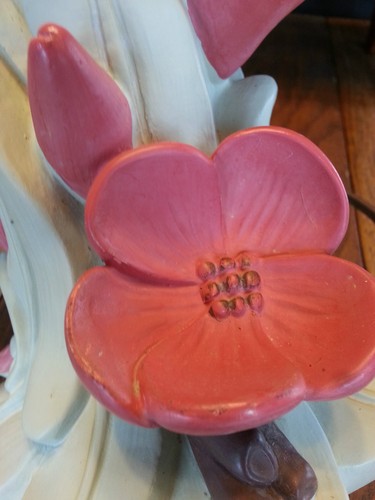 Rare CHAPMAN table lamp Vintage Flowers Pink Bedroom Floral Retro Decor No Shade - Picture 9 of 12