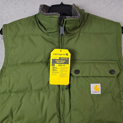 CARHARTT PUFFY INSULATED VEST MENS Extra Large XL GREEN OUTDOORS