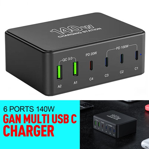 140W 6Ports USB Charger QC3.0/PD3.0/PPS/SCP/AFC 100W PD Fast Charging Station - 第 21/21 張圖片