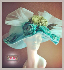 Kentucky Derby Hat Royal Ascot Hat Sky Blue Turquoise Olive Green Melbourne Cup