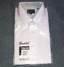 Bristol Vintage Button Down Shirt Men's 16 1/2-34 White Long Sleeve