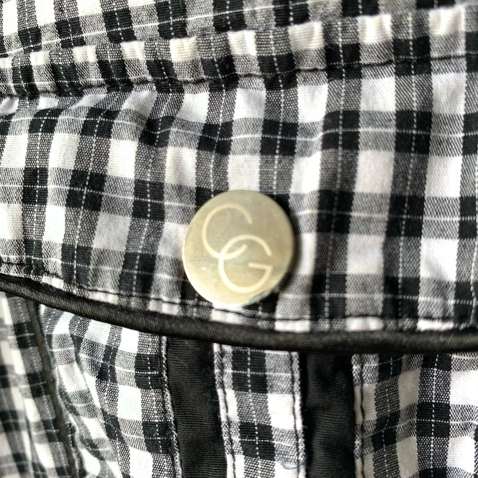 РЕДКАЯ Coogi женщин XL подлинный рубашка без рукавов клетку черный белый вышитый - Изображение 4 из 4