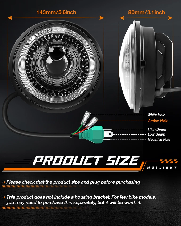 For Chevy Impala Camino Bel Air El 5-3/4 5.75" LED Headlights Starting Light DRL - Image 2 of 4