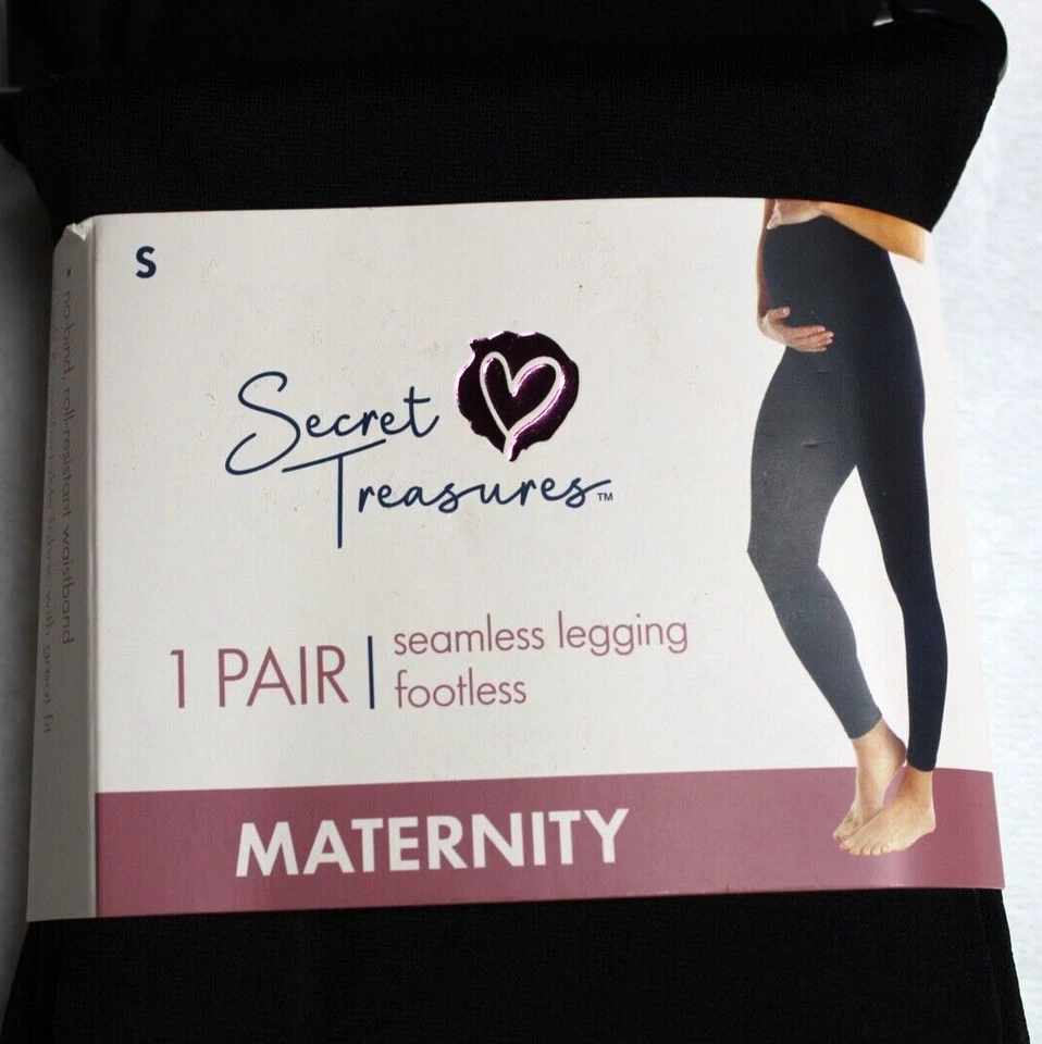 Leggings de maternidad Secret Treasures para mujer pequeños negros sin costuras Foto 4 de 4