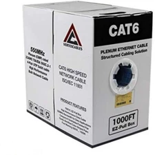 CAT6 Plenum 1000FT 550MHz 23AWG Solid Network Cable UTP CMP Blue