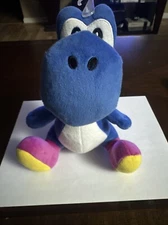 Super Mario Bros blue Yoshi Stuffed All Star Plush 8" Little Buddy 2018 GUC