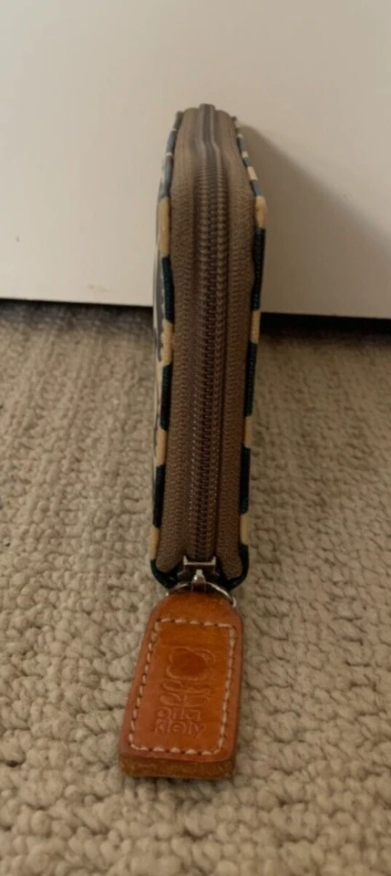 Orla Kiely - Cartera RARA Flor Ovalada Cremallera Grande - Crema y Azul - Cuero/Algodón/Poliéster Foto 4 de 4