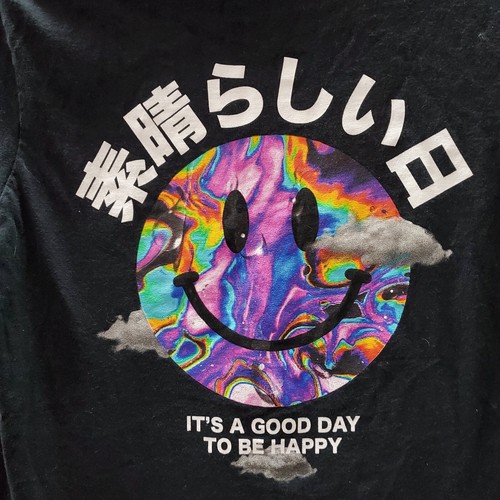 CV Los Angeles Boys T-Shirt Medium Black Logo Graphic Its A Good Day To Be Happy - Picture 2 of 9