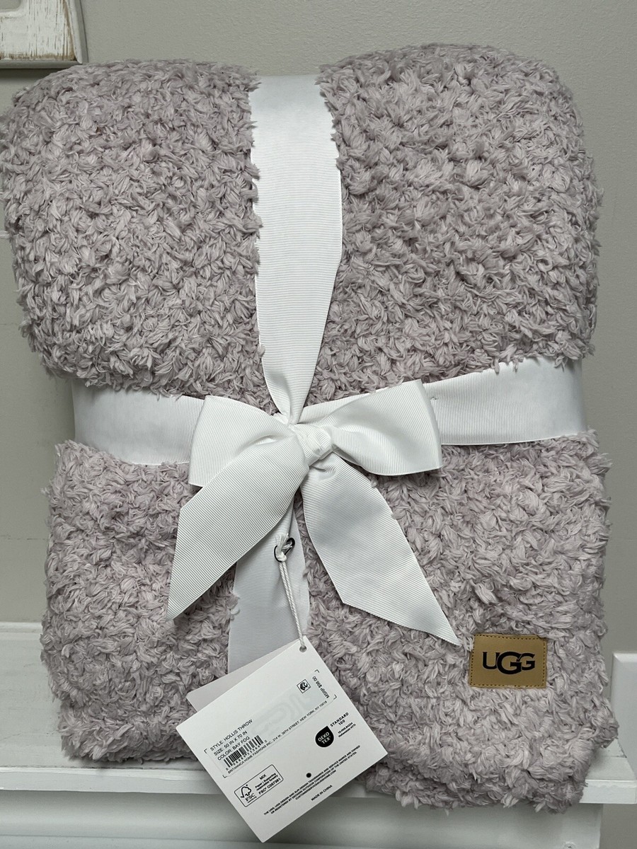 UGG Hollis Throw Bay Fog color light purple cozy wool like 50