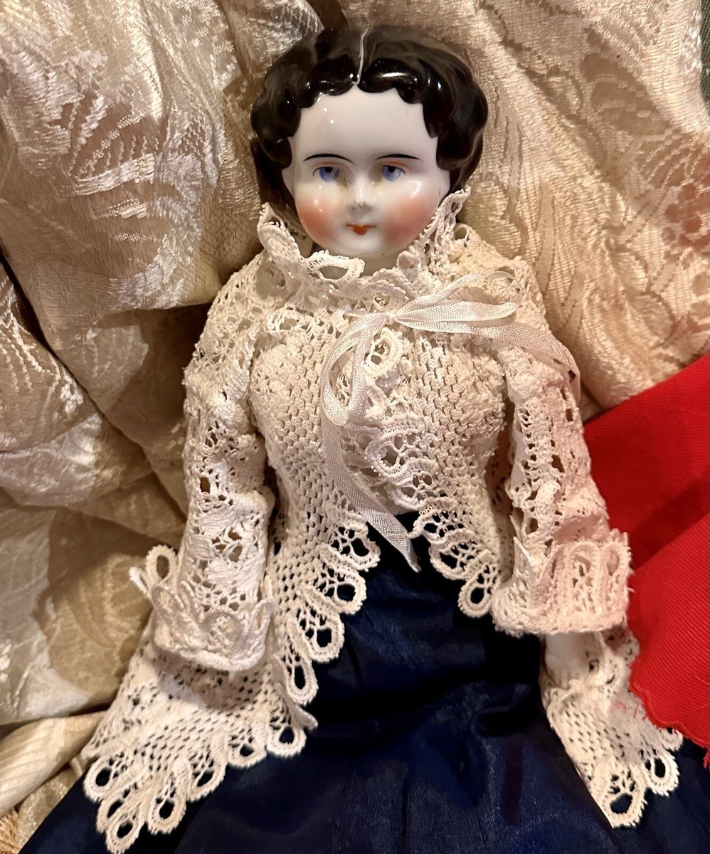 1860 Civil War Era China Head Doll, 16” Nice Lace outfit and Body