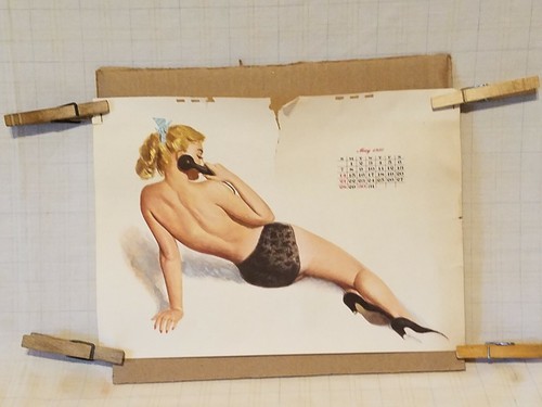 Calendario maggio art deco mese sexy pin up ragazza - copyright 1949 by Esquire - Foto 4 di 6