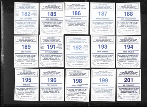 1984-85 OPC 84-85 O PEE CHEE NHL HOCKEY STICKER 147-292 SEE LIST - Picture 90 of 251