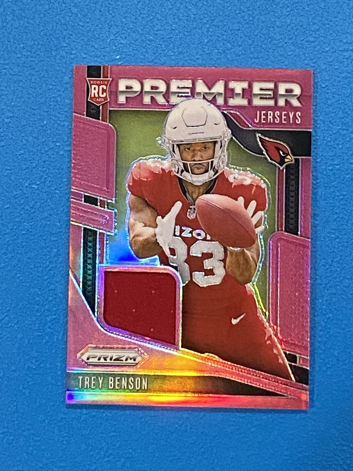 2024 Prizm Premier Jerseys Pink Prizm Trey Benson Rookie Patch RC Cardinals