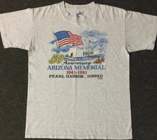 Vtg 90s Arizona Pearl Harbor Faded Shirt S USA Hawaii War Army Military Grunge