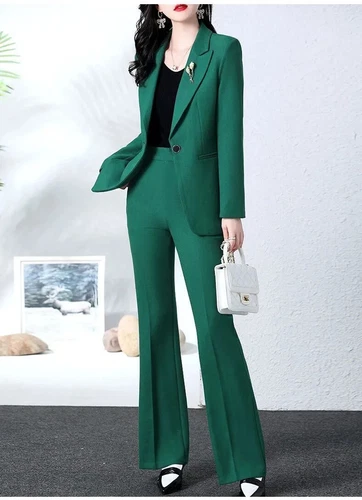 Spring and Autumn Blazer Coat Set Trousers 2Piece Women's Suit Jacket Pants - Picture 10 of 26
