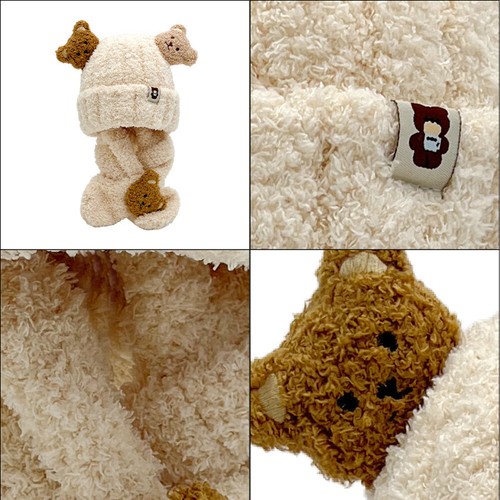 Children Baby Hat Winter Plush Scarf 2Pcs Set Boys Girls Warm Thickened Caps - - Picture 6 of 25