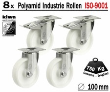 Polyamid Schwerlast Transport Lenk Rollen 8 x Ø 100 mm Br-Le / BS-Rollen Germany