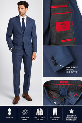 Alfani Red Label Slim Fit Suit 44R 36x32 Blue Lined 2 Piece Macy s