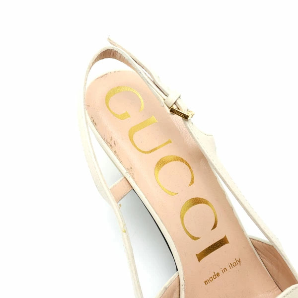 GUCCI Pumps Leather White #35 (approx. JP22.0cm) Slingback Bamboo thumbnail 9